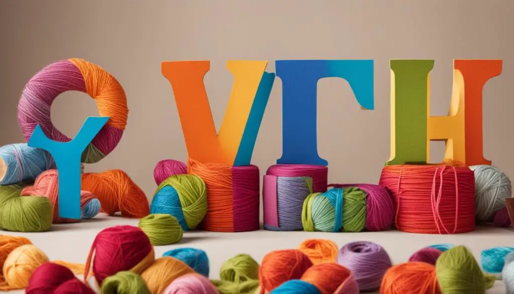 yarn-wrapped cardboard letters